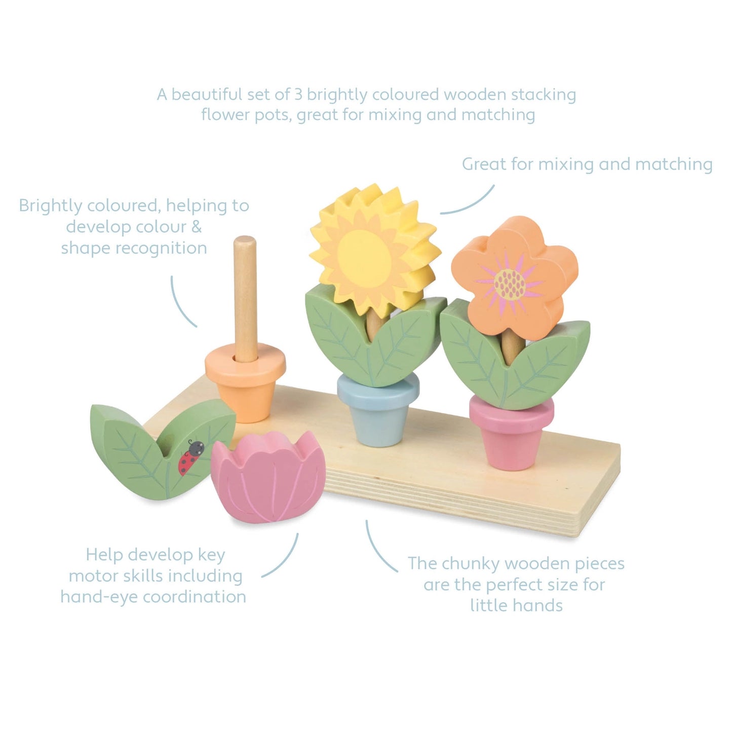 Stacking Wooden Flower Pots